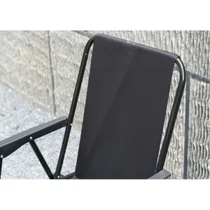 Set Of 2 Black Outdoor Garden Camping Beach Folding Chair