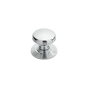 Smooth Ringed Cupboard Door Knob 35mm Dia Polished Chrome Cabinet Handle