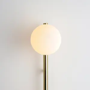 houseof Brass Bar Frosted Opal Ball Shade Plug In Wall Light - Gold