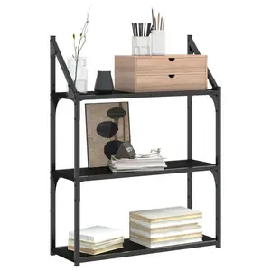 3 Piece Floating Shelf Black / 78.5 cm H x 23.62 cm W x 21 cm D