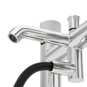 GoodHome Levanna Gloss Chrome effect Deck-mounted Bath mixer tap with shower kit