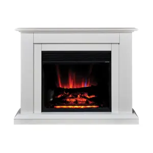 Suncrest Horley White MDF & stainless steel Freestanding Electric fire suite