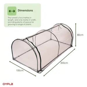 Oypla Tunnel Growhouse Garden Plant Greenhouse with PVC Cover - 200x100x80cm