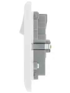 LAP White Double 13A Raised slim Switched Screwed Socket with USB, x2 & White inserts