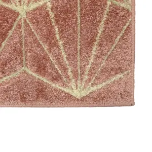 Portland Pink Geometric Small Rug, (L)150cm x (W)80cm