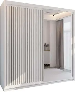 Sliding Wardrobes 4U Ronal 2&3 Sliding Door Wardrobe in 4 Colors White, Black, Grey &Oak - (W)1500mm, (H)2170mm