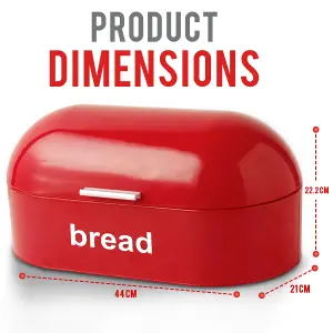 American Bread Bin Curved & Rectangle Kitchen Loaf Storage in red