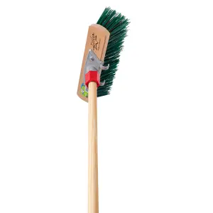 Hardys Wooden Brush Broom Heavy Duty Stiff Synthetic Plastic Bristles Outdoor Yard Driveway Sweeping Long Handle - 11"