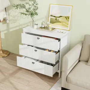 COSTWAY 3-Drawer Dresser Modern Chest of Drawers 3-tier White Side Cabinet