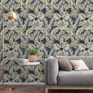 Wild Lillies Wallpaper Blue Grandeco A61004