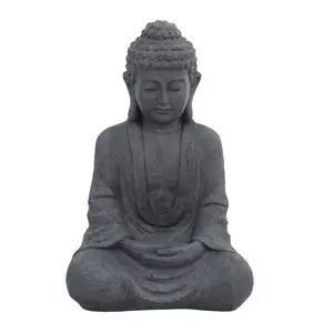 BUDDHA Sitting 61cm Grey Charcoal Effect