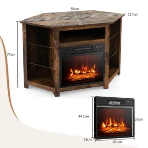 Costway Fireplace TV Stand for TVs up to 50 Inches Electric Fireplace Insert LED Lights