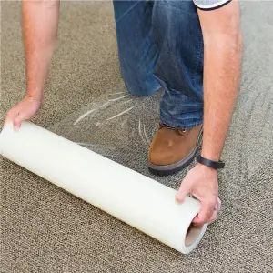 Surface Protection Film Self Adhesive Puncture Resistant Dust Proofing Transparent Carpet Protection Film Roll 60cm x 50m