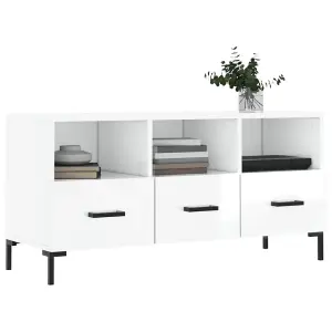 Berkfield TV Cabinet High Gloss White 102x36x50 cm Engineered Wood