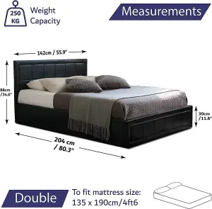 Black Ottoman Storage Bed Frame Double