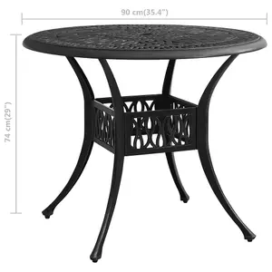 Berkfield Garden Table Black 90x90x74 cm Cast Aluminium