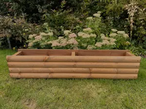 Wooden Garden Planter Box Plant Trough Log Design (W)120cm(H)26.5cm(D)23.5cm