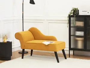 Left Hand Fabric Chaise Lounge Mustard BIARRITZ