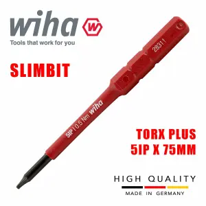 Wiha SlimBits Torx Plus Screwdriver 5IP Head 75mm 1000v VDE Electrician 43143