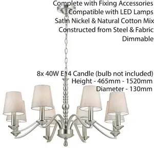 Hanging Ceiling Pendant Light SATIN NICKEL 8x Shade Lamp Bulb Feature Fitting