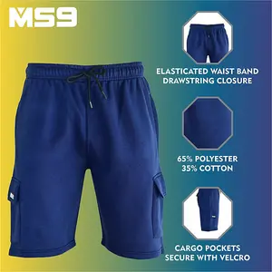 MS9 Mens Cargo Painter Decoration Jogging Fleece Work Shorts Tracksuit Cargo Shorts H15, Navy - L