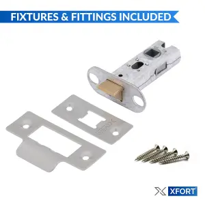 XFORT 4 Pack 65mm Satin Chrome Tubular Latch, Mortice Door Latch