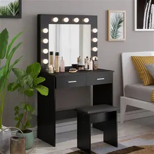 Thurston Dressing Table With Mirror Hashtag Home Colour: Black