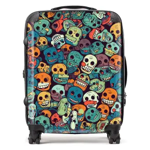 Smiling Skulls Pattern Suitcase - Large