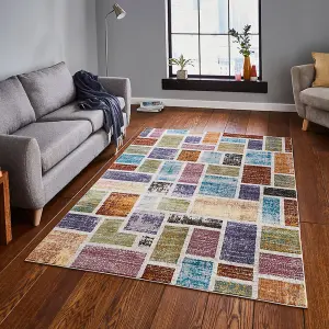 Multi Rug Abstract Funky Modern Easy to Clean Rug for Living Room Bedroom and Dining Room-120cm X 170cm