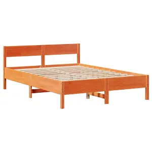 Berkfield Bed Frame without Mattress Wax Brown 140x200 cm Solid Wood Pine