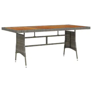 Berkfield Garden Table Grey 160x70x72 cm Poly Rattan & Solid Acacia Wood