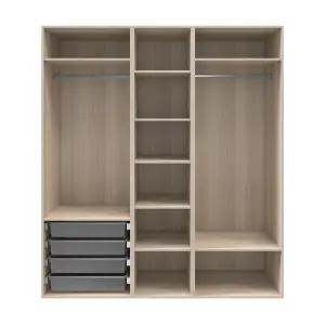 GoodHome Atomia Freestanding Oak effect Particle board Wardrobe, clothing & shoes organiser (H)2250mm (W)2000mm (D)580mm