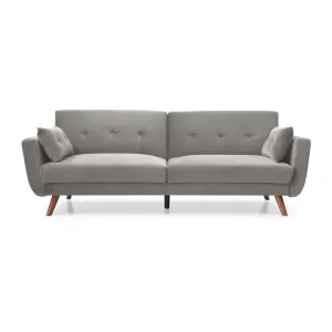 Prague Sofabed Grey Velvet In Selene Grey Eco Velvet