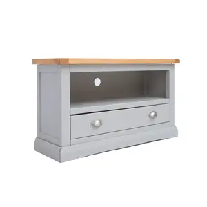 Loreo Light Grey 1 Drawer TV Cabinet Chrome Cup Handle