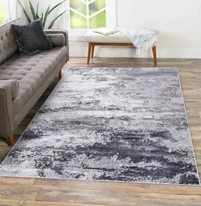 Onyx Modern Grunge Sprayed Abstract Area Rugs Silver 200x290 cm