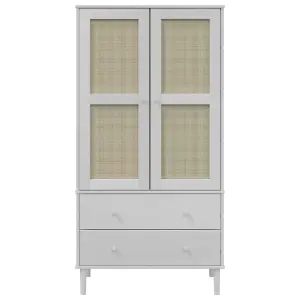 Wardrobe SENJA Rattan Look White 90x55x175 cm Solid Wood Pine