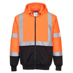 Portwest Hi-Vis Two-Tone Zipped Hoodie Orange/Black - XXXL