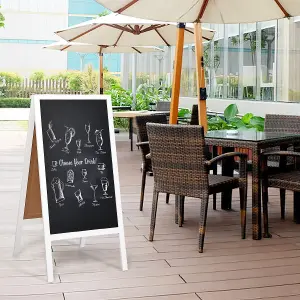 Costway Double-Sided Chalkboard Foldable Advertising Board w/ Magnetic Chalkboard Eraser for Home Cafe Restaurant Flower Shop