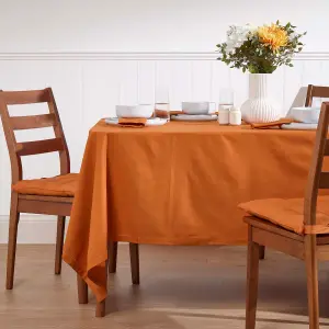 Homescapes Burnt Orange Cotton Square Tablecloth 137 x 137 cm