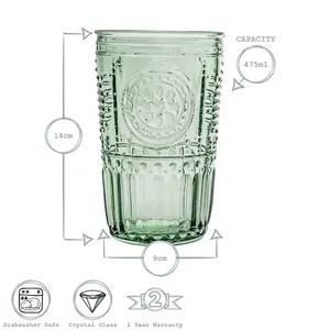 Romantic Highball Glasses - 475ml Green / 475ml / 12