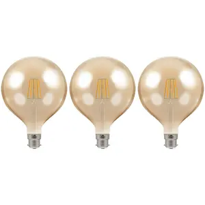 Crompton Lamps LED G125 Globe 7.5W B22 Dimmable Filament Extra Warm White Antique Bronze (60W Eqv) (3 Pack)