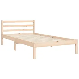 Berkfield Bed Frame with Headboard Small Single Solid Wood