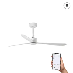 Luminosa Amelia Large White Ceiling Fan Smart, 6 Speed