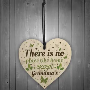 Red Ocean Grandma Nan Christmas Birthday Gifts Hanging Wooden Heart Sign Xmas Home Keepsake