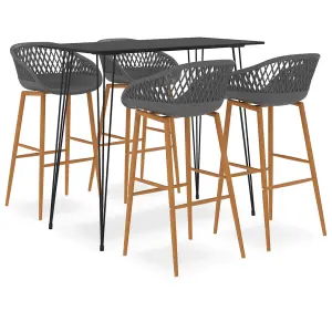 Berkfield 5 Piece Bar Set Black and Grey