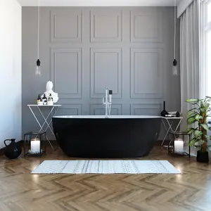 Lincoln Black Double Ended Small Freestanding Bath 1500mm x 750mm