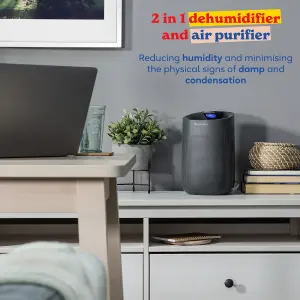 Russell Hobbs Dehumidifier and Air Purifier Fresh Air Pro Compact Ozone Free 750ml/day Grey RHDH1101G