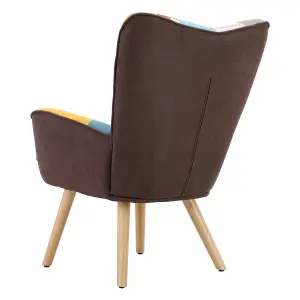 Linen Tufted Back Armchair with Plush Cushioning and Natural Rubberwood Legs