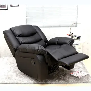 Seattle Manual Recliner Armchair Sofa Home Lounge Bonded Leather Chair (Black)