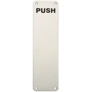 Push Engraved Door Finger Plate 300 x 75mm Bright Stainless Steel Push Plate